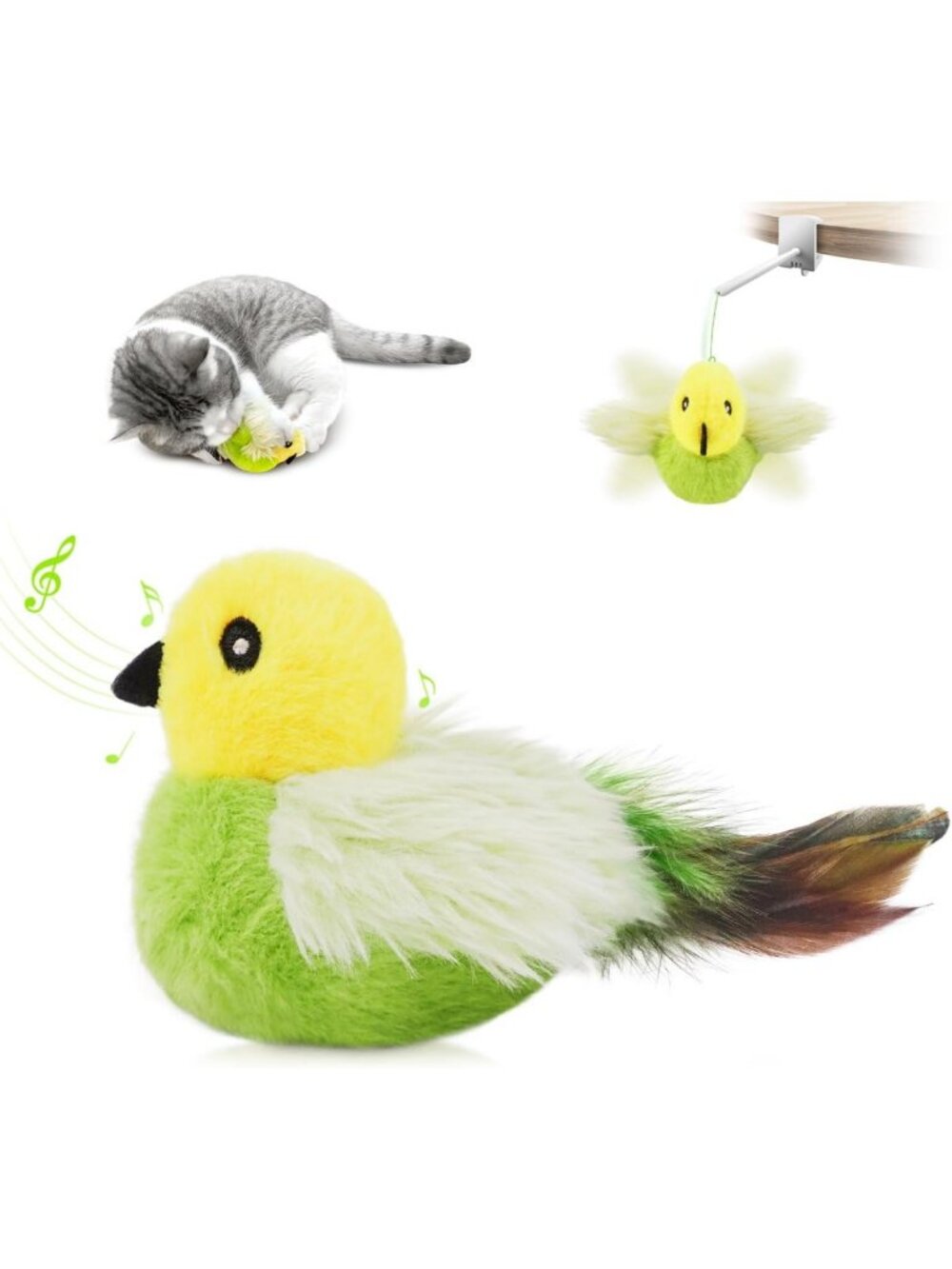 Interactive Cat Toy - Lifelike Flying Bird with Catnip & Feathers, Rechargeable